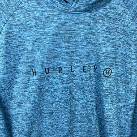 Hurley Men XXL Lightweight Long Sleeve Stretch Pullover Hoodie T Shirt Blue Teal - Picture 2 of 7
